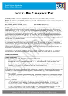 Form 2 Risk Management Plan - Edith Cowan University