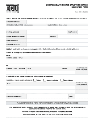 Undergraduate Course Structure Change Nomination Form