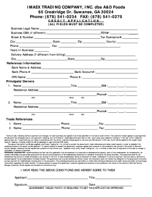 Credit Application Form