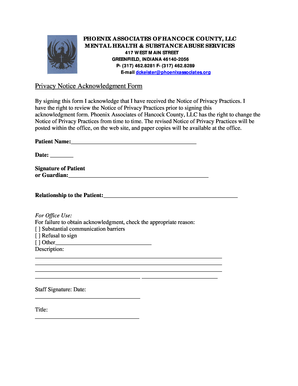 Privacy Notice Acknowledgment Form