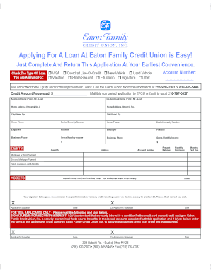 Eaton Family Credit Union Loan Application