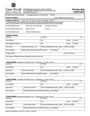Eaton Family Credit Union New Account Application