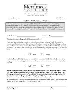 Student Title IV Credit Authorization