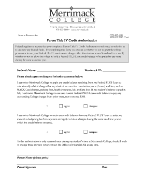 Parent Title IV Credit Authorization