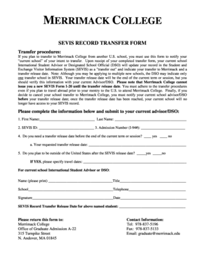 SEVIS Record Transfer Form