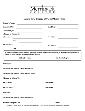 Request for a Change of Major/Minor Form
