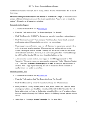 IRS Tax Return Transcript Request