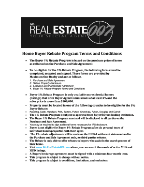 Home Buyer Rebate Program Terms and Conditions