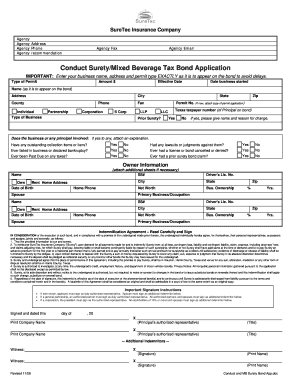 Texas Mixed Beverage Tax Bond Application