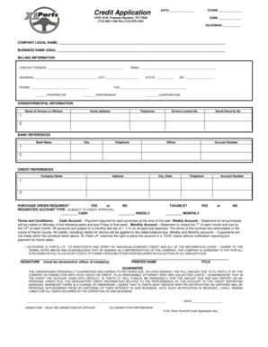 Texas Credit Application Form