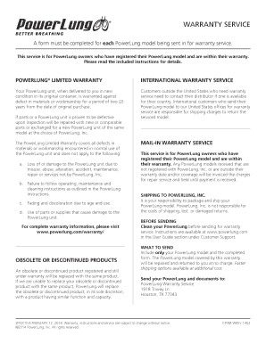 PowerLung Warranty Service Form