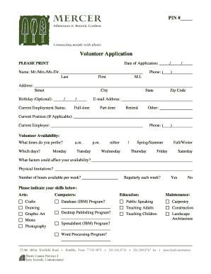 Volunteer Application Form