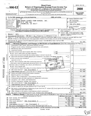 Form 990-EZ Tax Return for Exempt Organizations