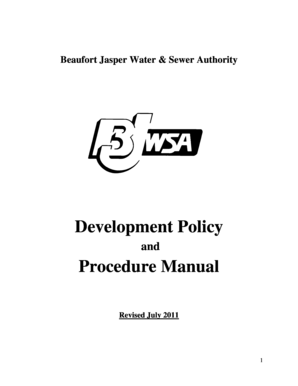 Policy manual example - Development Policy Procedure Manual - Beaufort bJasperb Water and bb - bjwsa