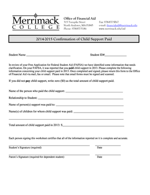 2014-2015 Confirmation of Child Support Paid