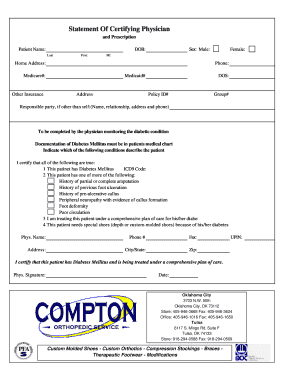 Statement of Certifying Physician for Diabetic Shoes