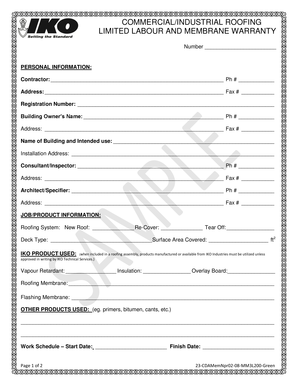 Commercial Industrial Roofing Limited Labour and Membrane Warranty