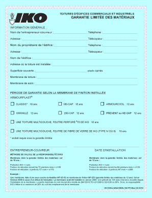 GARANTIE LIMITÉE DES TOITURES D'ÉDIFICES COMMERCIAUX ET INDUSTRIELS