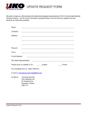 IKO Commercial Roofing Update Request Form
