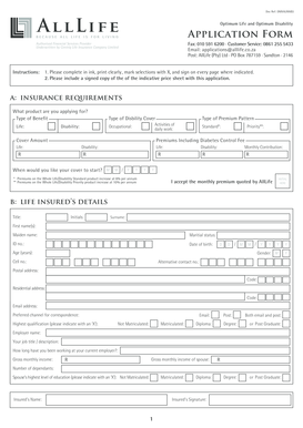 Optimum Life and Disability Application Form