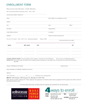 UCR Extension Enrollment Form