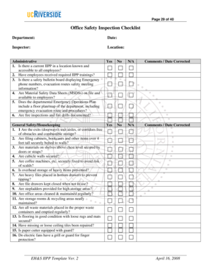 Office Safety Inspection Checklist