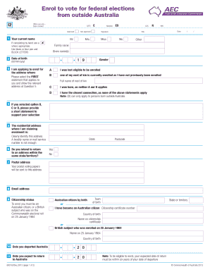 Australian Federal Election Overseas Voter Enrolment Form