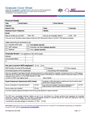 Graduate Applicant Cover Sheet
