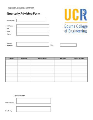Quarterly Advising Form