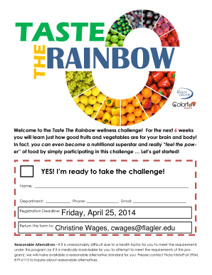 Taste The Rainbow Wellness Challenge Registration