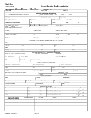 Daimler Truck Financial Owner Operator Credit Application