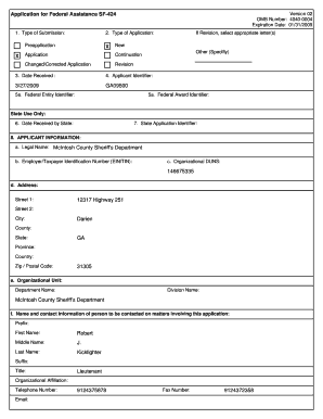 Federal Assistance Application SF-424