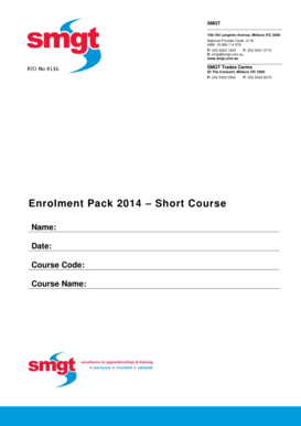 Enrolment Pack 2014 – Short Course