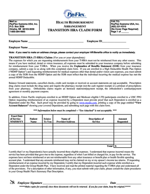 Transition HRA Claim Form