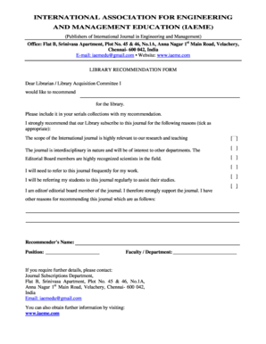 Library Recommendation Form