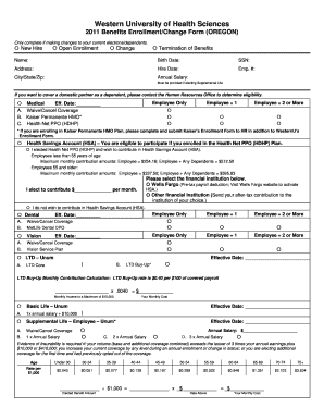 Western University of Health Sciences Benefits Enrollment Form