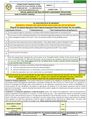 South Carolina Special Agriculture Real Property Assessment Application