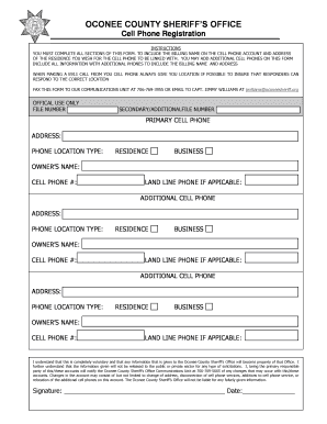 Oconee County Cell Phone Registration Form