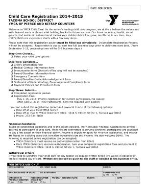 YMCA Child Care Registration Form