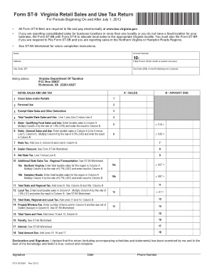 Virginia Retail Sales and Use Tax Return Form ST-9
