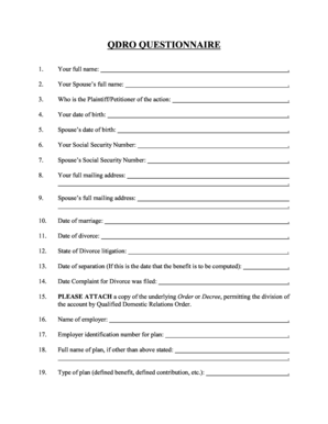 QDRO Questionnaire