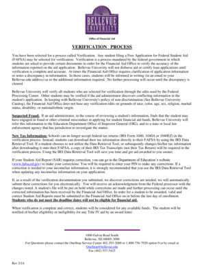 Bellevue University Verification Worksheet