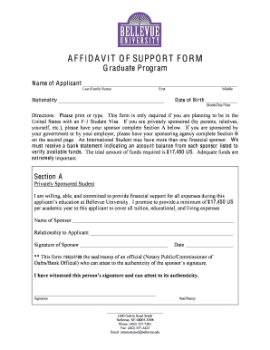 AFFIDAVIT OF SUPPORT FORM - phd bellevue