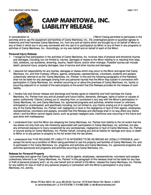 Camp Manitowa Liability Release