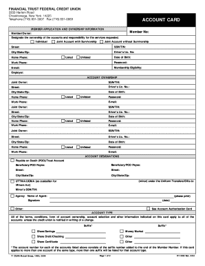 Credit Union Account Application Form