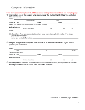 TSA Civil Rights Complaint Form