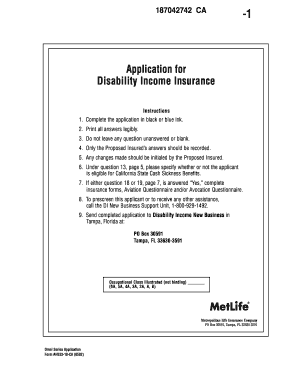 Application for Disability Income Insurance