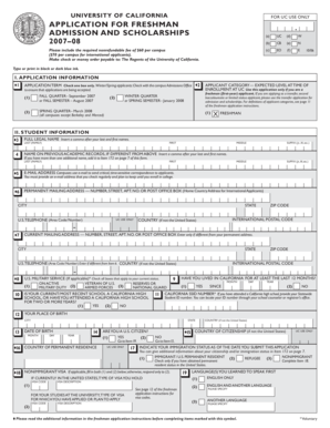 University of California Freshman Application