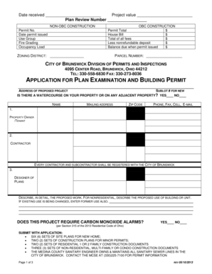 Application for Plan Examination and Building Permit