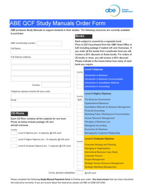 ABE Study Manuals Order Form